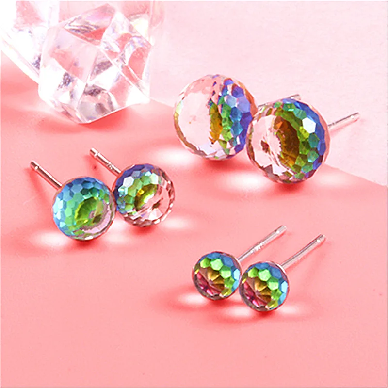 

Fine Jewelry 100% 925 sterling silver color crystal ball vintage earrings