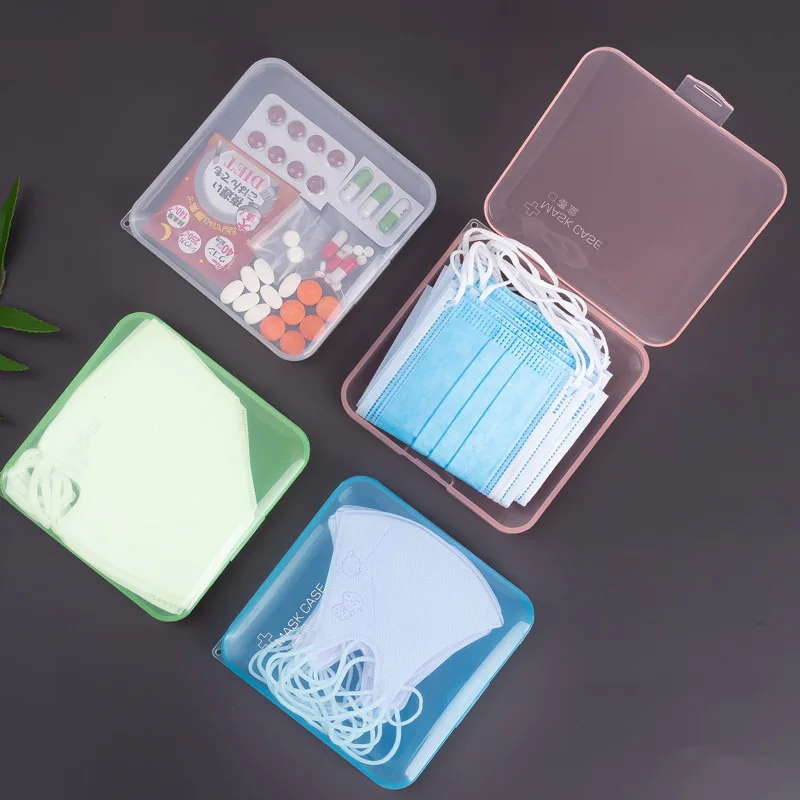 

Good quality thickened portable holder reusable dustproof container clear maskkings storage box case, Pictures