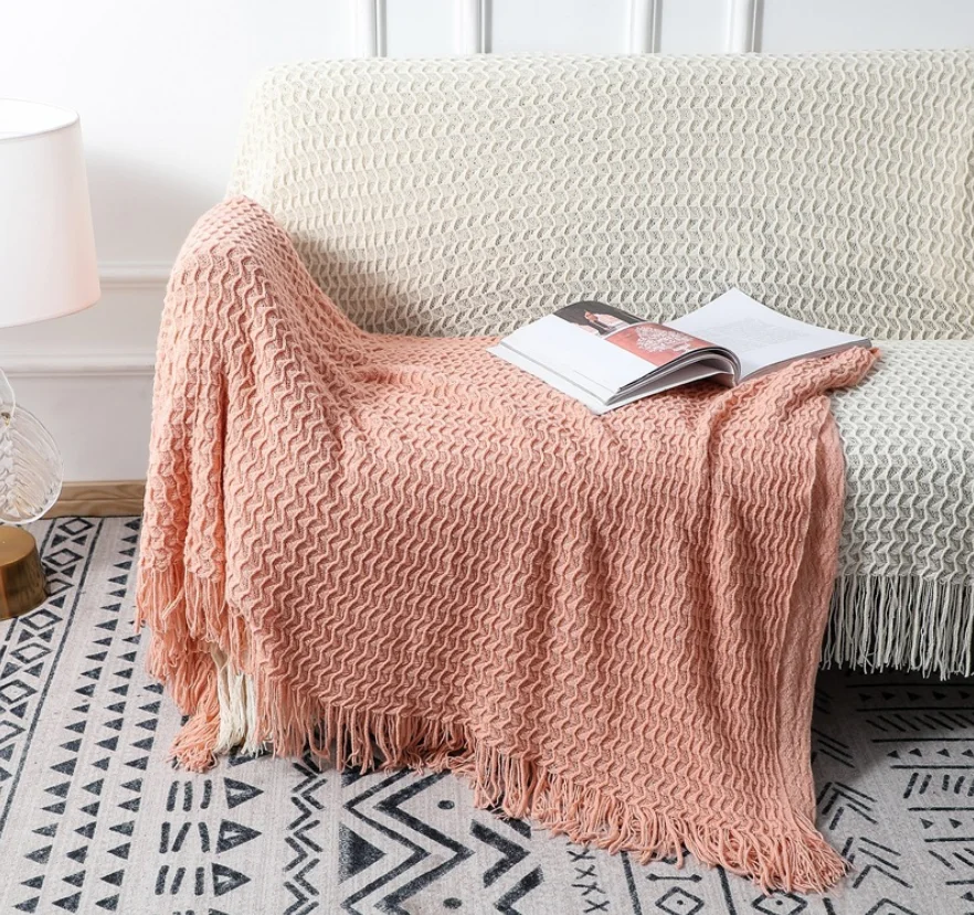 White 100cotton Polyester Knitted Sofa Towel Throw Sofa Blanket Soft Cozy Woven For Sofa Buy