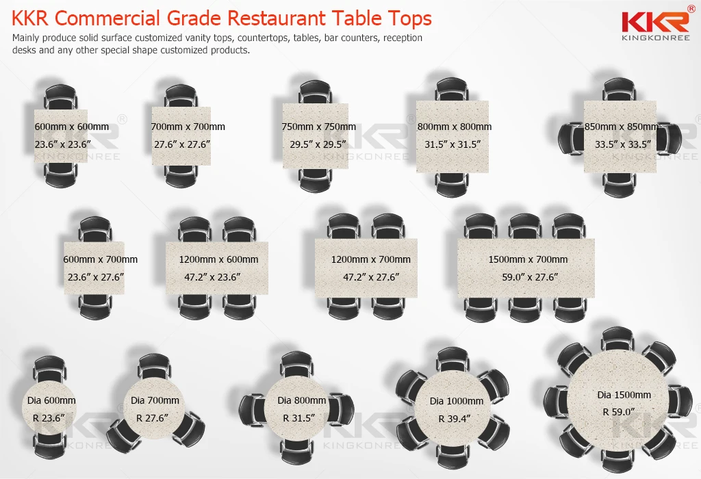 Kkr Solid Surface Tables,Luxury Artificial Solid Surface Restaurant