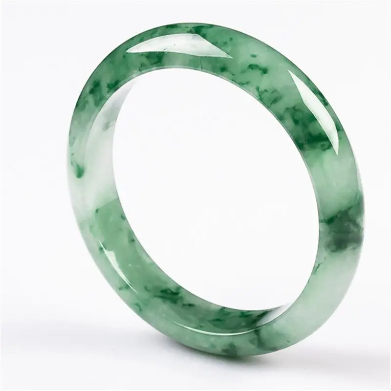 

Myanmar jadeite women's bangles A grade ice seed oil blue floating jade bangles 52-64mm