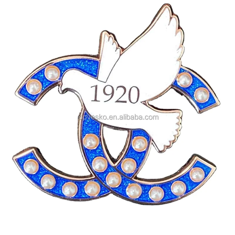 

Custom Blue and White Favorite Solid Zeta Phi Beta Dove 1920 Lapel Pins Designer Brooch