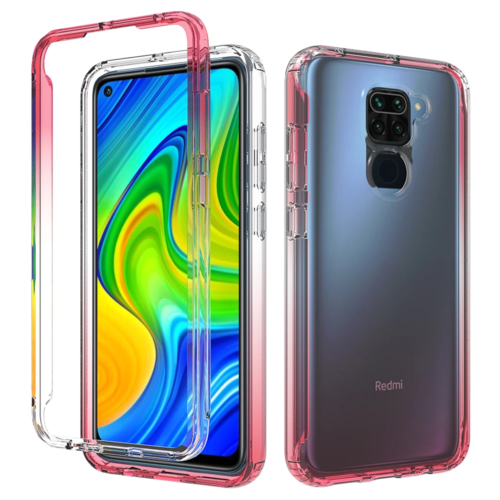 

Transparent Gradient 360 Full Cover Case for Redmi Note 9 with Front Frame TPU Back Phone Cover for Redmi Note 9 Armor Case
