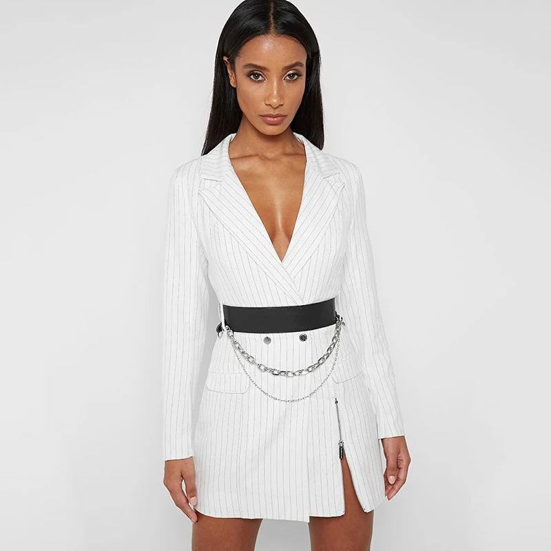 

2020 fall new arrival fashion women clothing long sleeve zipper blazer dress ladies MINI dress women office casual clothing, Solid