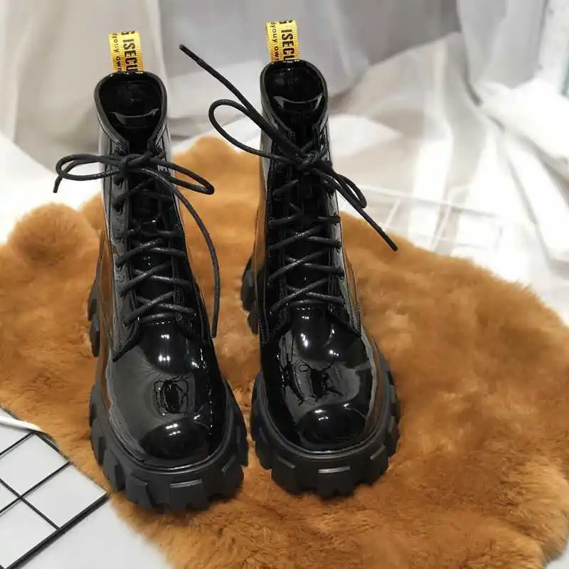 

WOMEN ANKLE BOOTS Punk Platform Fashion Black Chunky Autumn Motorcycle British Style 2021 Harajuku Female Dropshipping