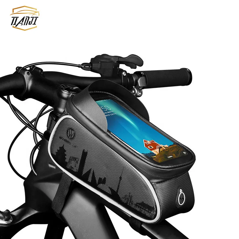 

Chinese Cycling Waterproof Frame Bag Bike Bicycle Phone Bag, Black