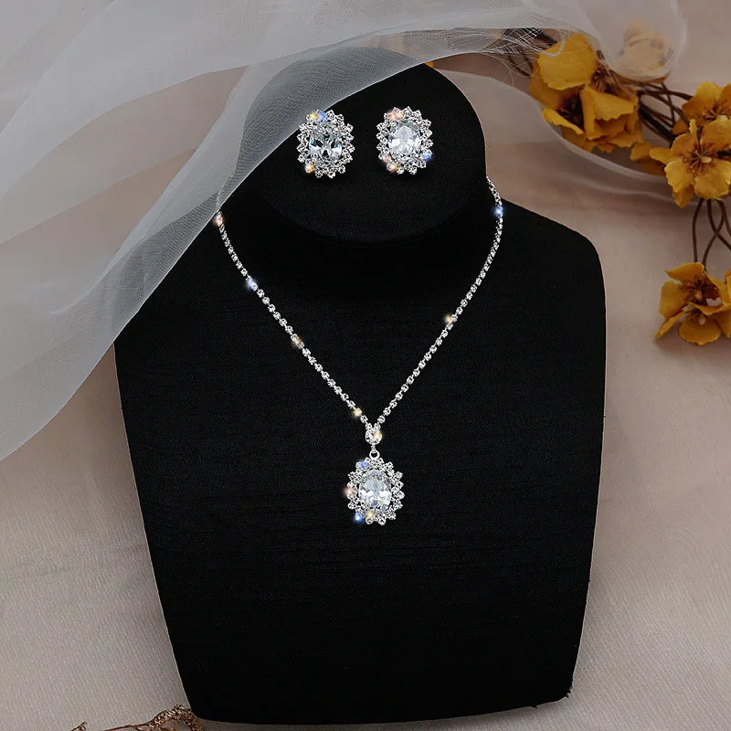 

AAA Zircon Jewelry Good Quality China Wholesale Necklaces Jewelry Set For Women Gift, Silver