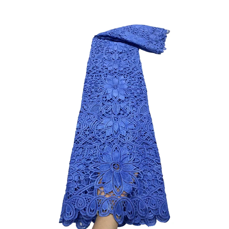 

2020 Hot Sale Blue Wholesale African newest Water Soluble Milk lace fabric for wedding dress ZDP2011
