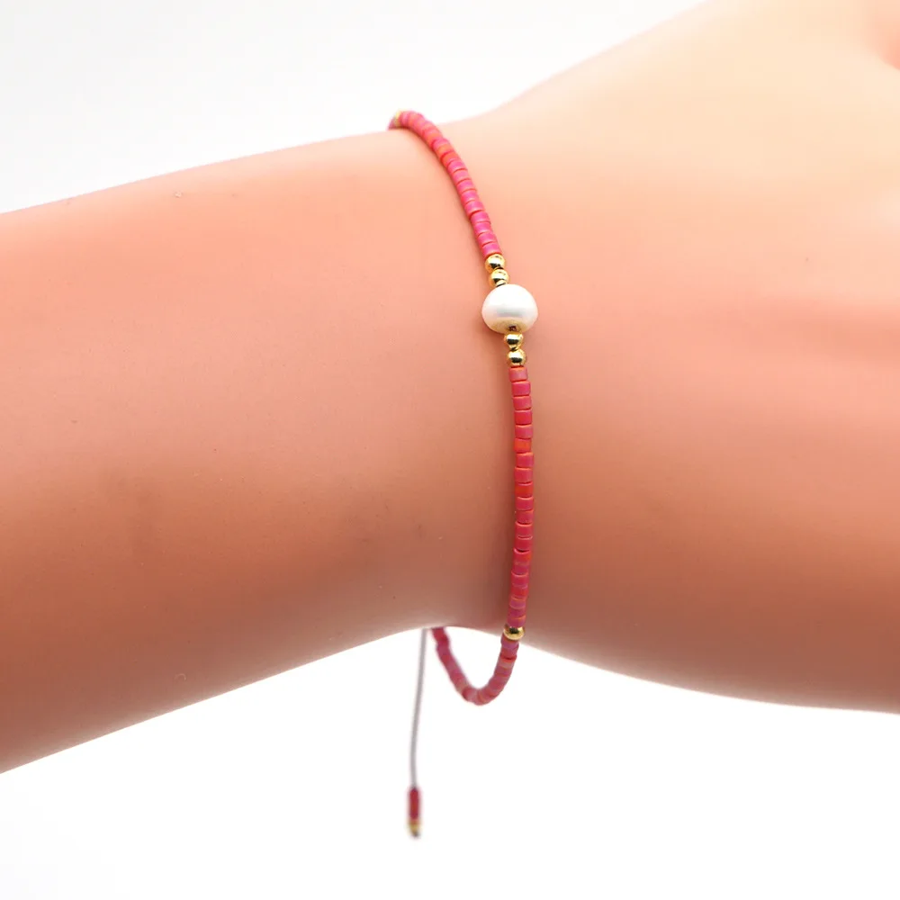 

Handmade Beach Miyuki Beads Bracelet Natural Pearl Charm Adjustable Braided Bracelet