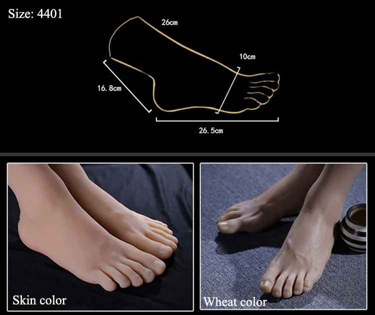 1 Pair Silicone Lifesize Male Mannequin Foot with Bone Display Jewerly  Sandal Shoe Sock Display Art Sketch (Wheat)