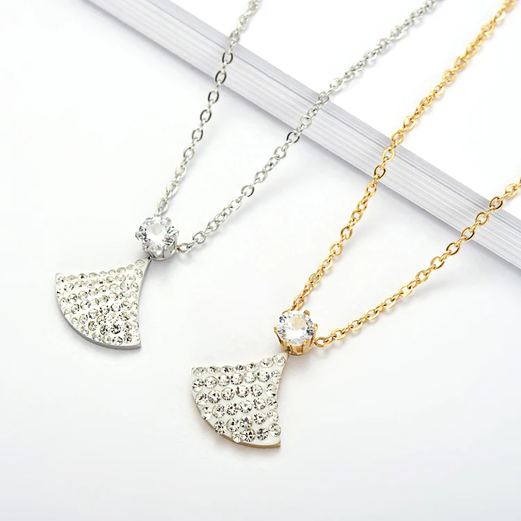 

New 2021 Fashion Hip Hop Chain Silver Colour Triangular Shape Pendant Necklaces