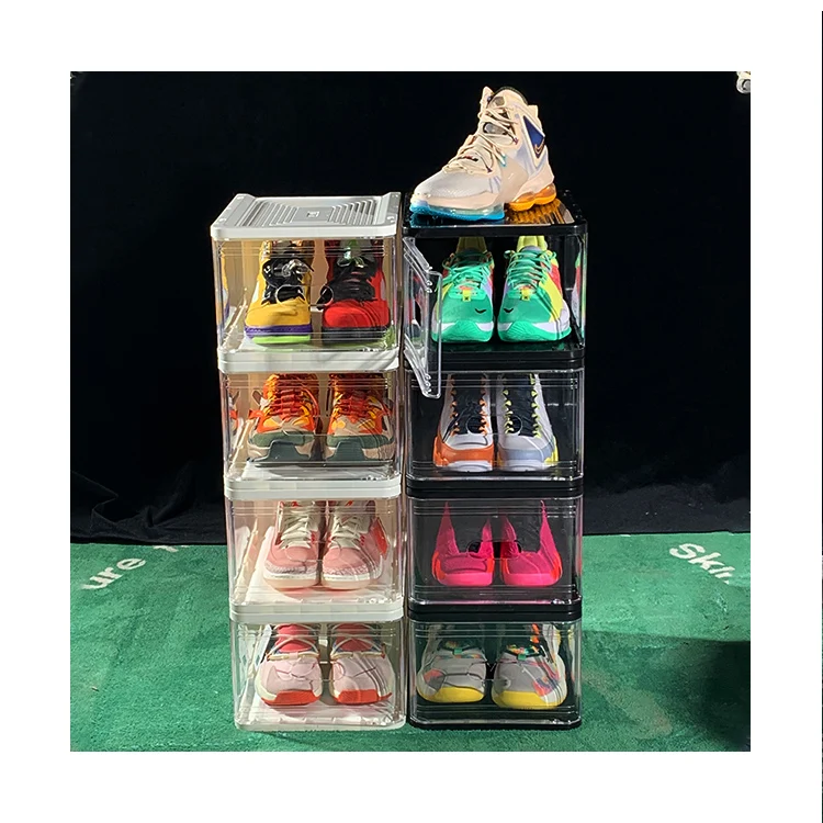 

Wholesale High Quality Stackable Transparent Magnetic Nike Sneaker Plastic Shoe Care Storage Box Display Manufacturers, Black
