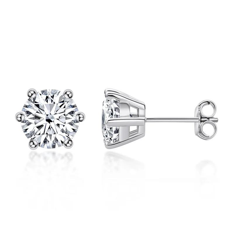 0.1-3ct Moissanite Earrings 925 Sterling Silver Gold Plated Claw Studs D Color VVS Diamond for Men Women GRA Luxury Jewelry