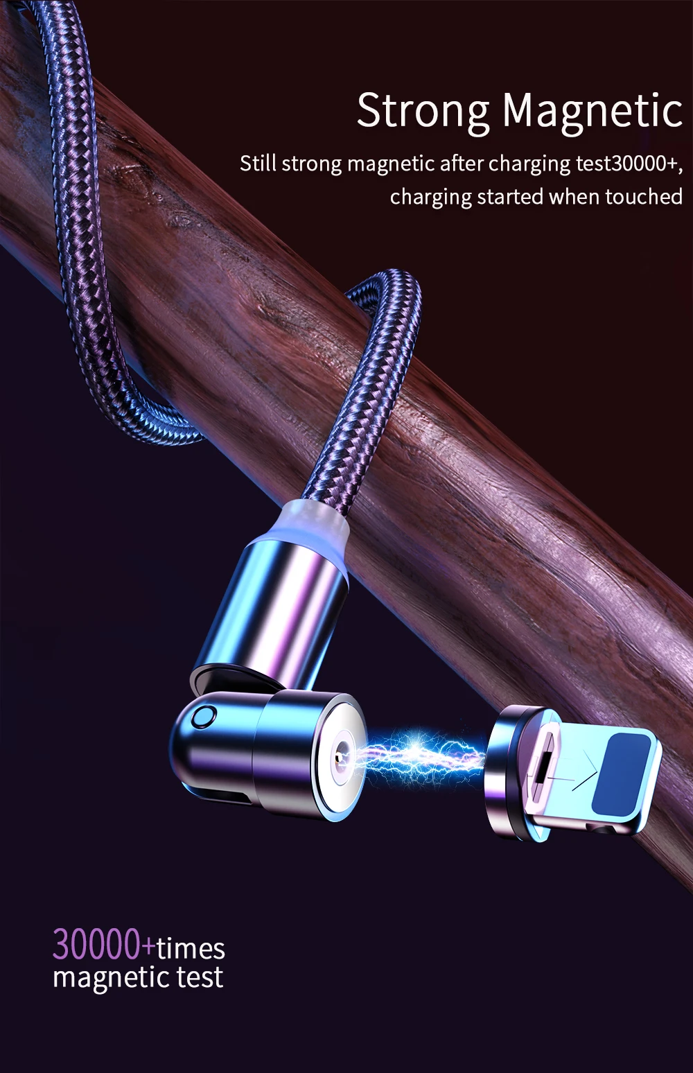 3 in 1 magnetic usb cable 3A fast charge 540 degree rotation magnet data lines magnetic charging cable - ANKUX.COM