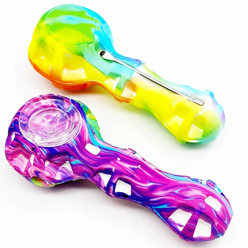 

SHINY hot sale 2021 colorful silicone pipe mini cute smoking pipe bowl dry herb pipes for weed, Mix colors