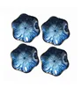 Creative Fashion Design 4 inch Ceramic Lotus Leaf Shape Dish Reactive Blue Color Sauce Dipping Bowls