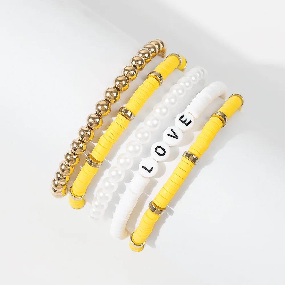 

2021 New Arrival Hotselling Charm Jewelry CCB beads Heart 5pcs sets summer Bracelet