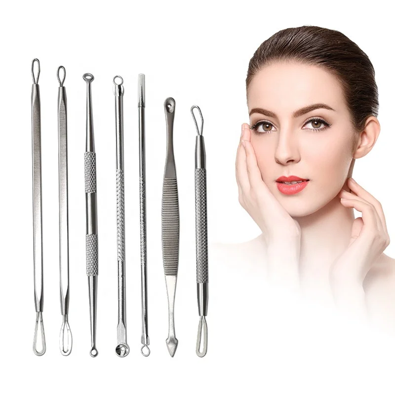 

Biumart Stainless Steel 7pcs Black Head Remover Acne Comedone Extractor Tool Pimple Remover Tool Kit