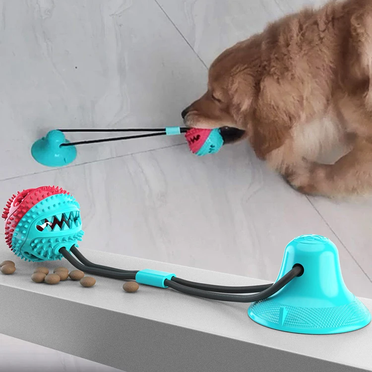 

Wholesaler durable pet supplies suction cup chew rope dog sucker toys with ball
