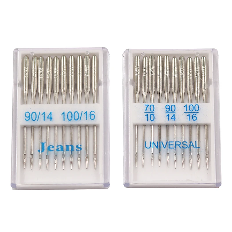 

20Pcs/Set Silver Sewing Machine Needles Ball Point Head 70/10 90/14 100/16 Jeans&General Home Stainless Steel Sewing Needles