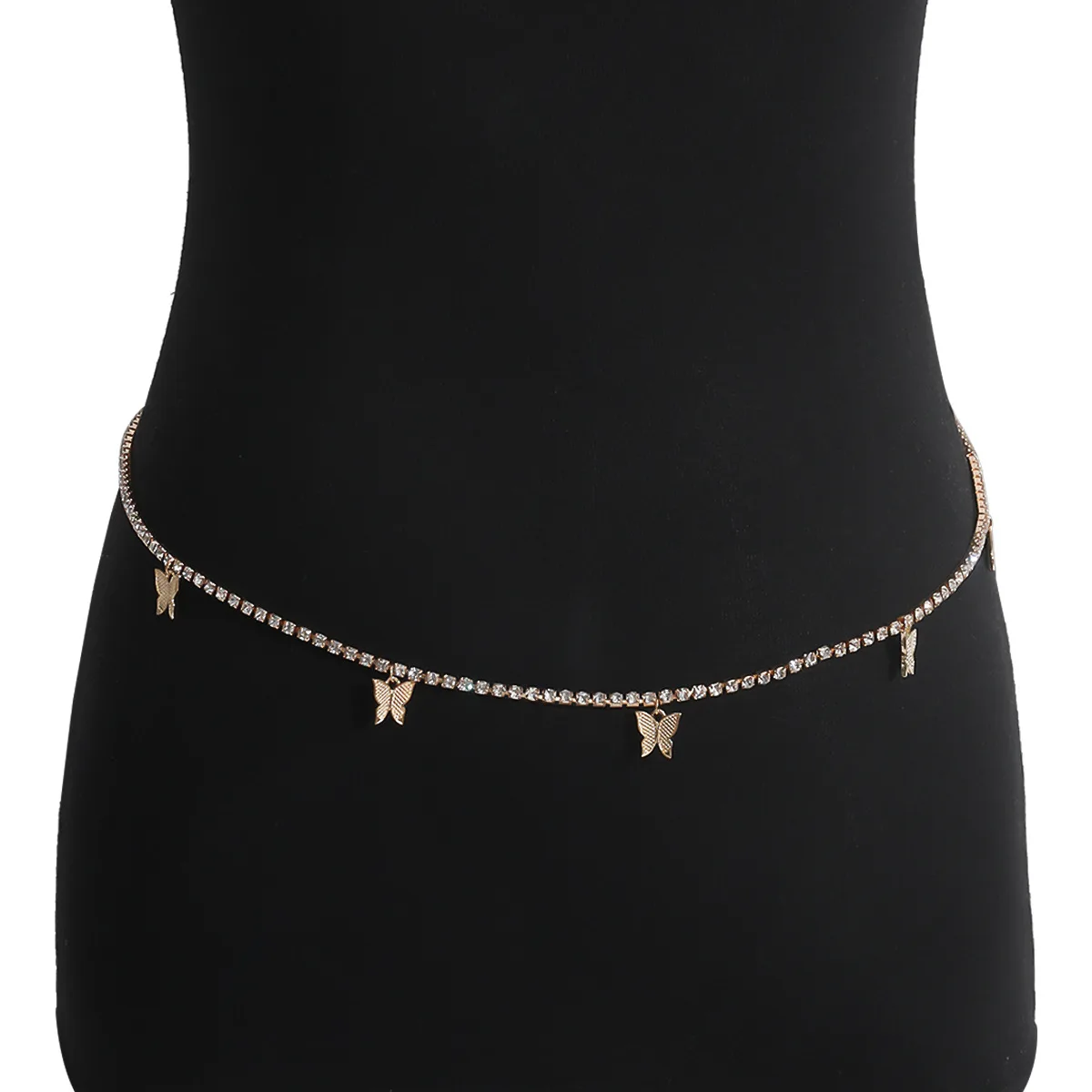 

Summer Sexy Bikini Beach Body Jewelry Gold Plated Butterfly Charm Crystal Belly Chain Rhinestone Butterfly Waist Chains
