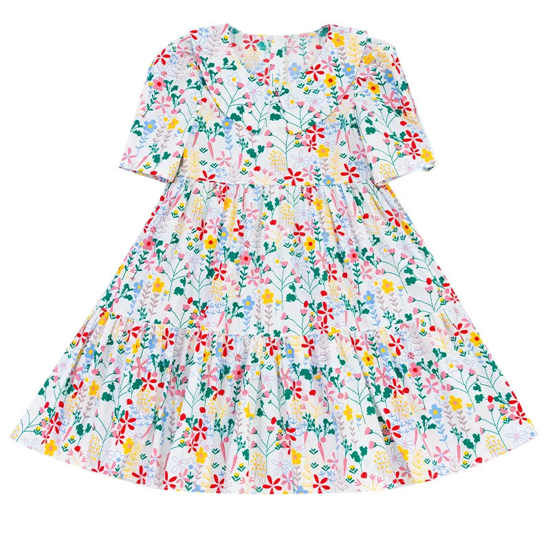 

Kid Dress Prints Summer Kids Clothing Girls Party Dress Baby Girl Flower Casual cotton dress Custom OEM, Picture shows