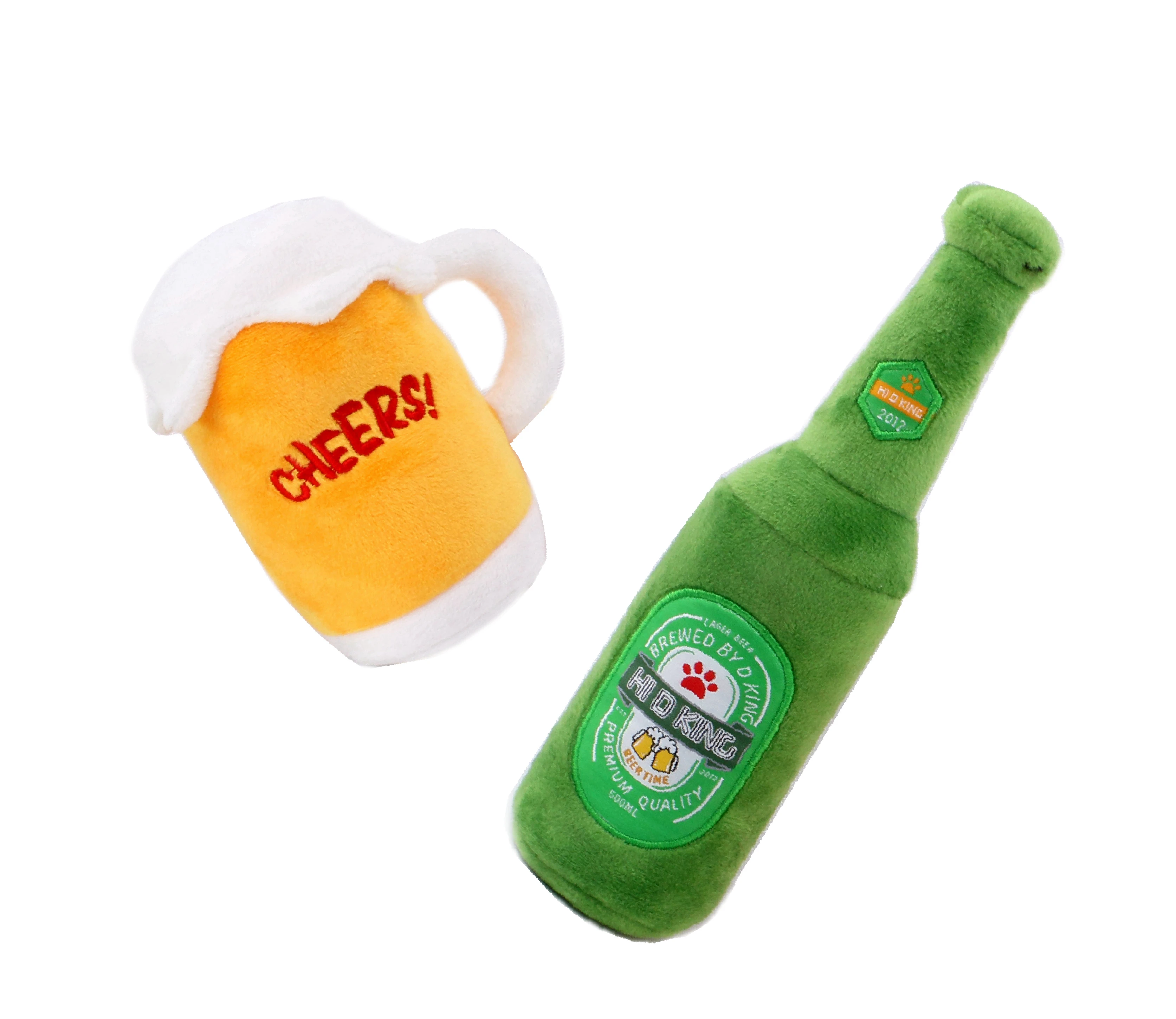 

Parody Wine Bottle Plush dog toy with squeakers:Wine glass/ Beer mug /beer bottle, Picture