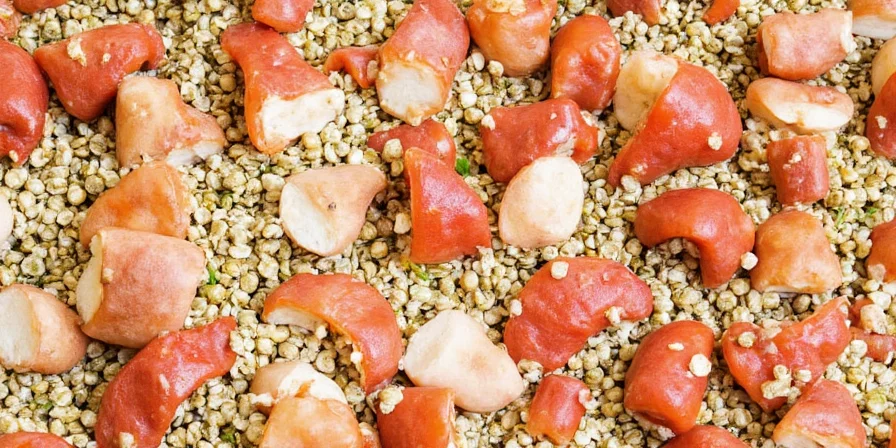 Finished dish featuring red bell peppers