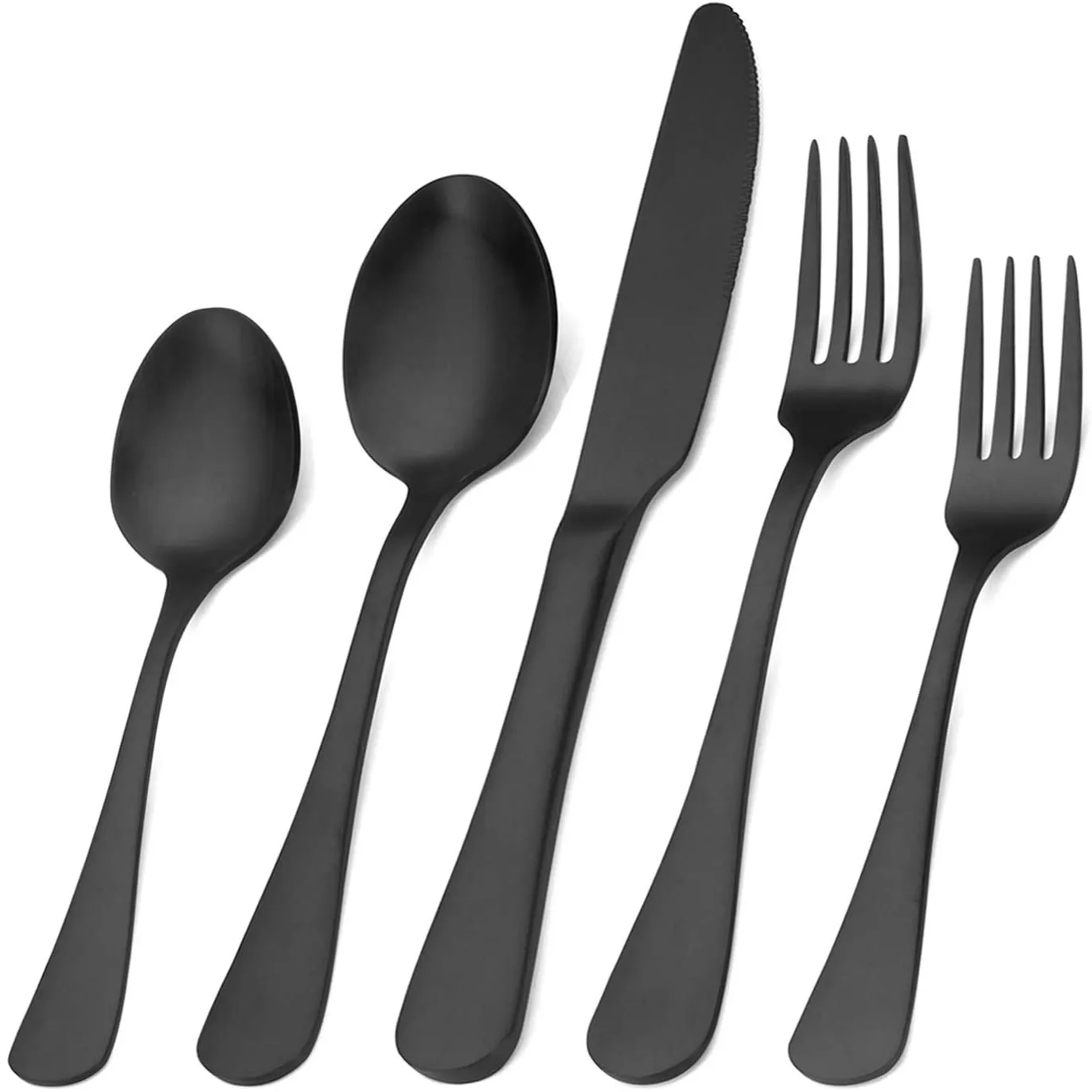 

Amazon Good Quality Modern Camping Gold Sliverware Colorful Forks Spoon Stainless Steel Travel Plated Black Flatware Cutlery Set, Silver, customizable