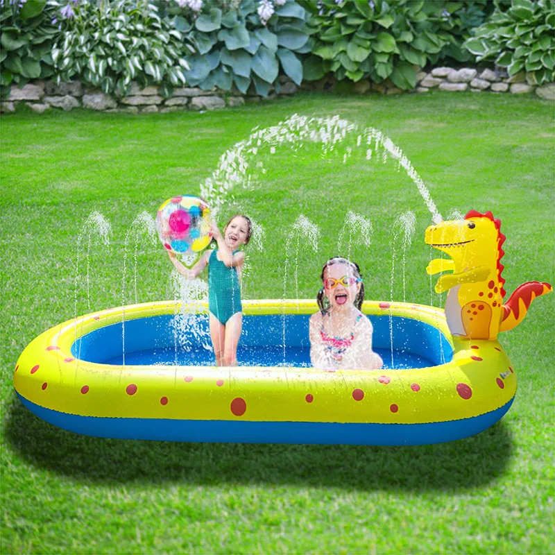 

3-in-1Splash Pad Sprinkler for Kids and Wading Pool for Learning Children's Sprinkler Pool 66inch170cm Inflatable Water Toys, Customized color