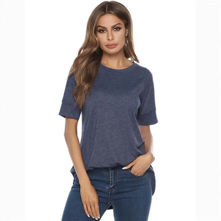

PEARL Leisure Tops Girls Summer Slim Round Collar Solid Color Short Sleeves Women'S T-Shirts
