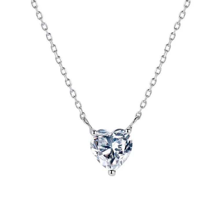 simple heart Cubic Zircon 925 sterling silver necklace