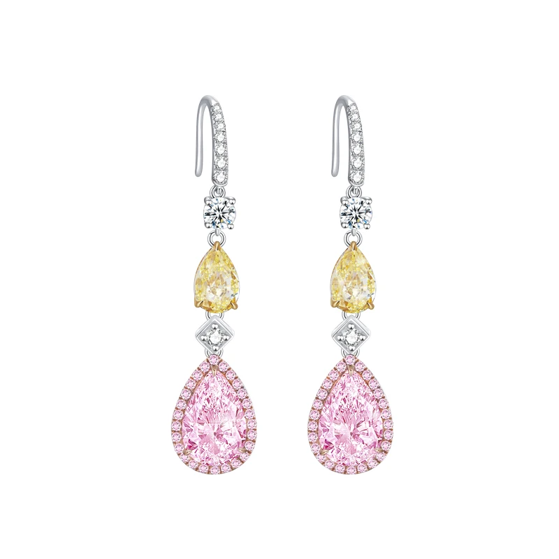 

stunning gemstones 925 Sterling Silver Earrings with simulated yellow diamond