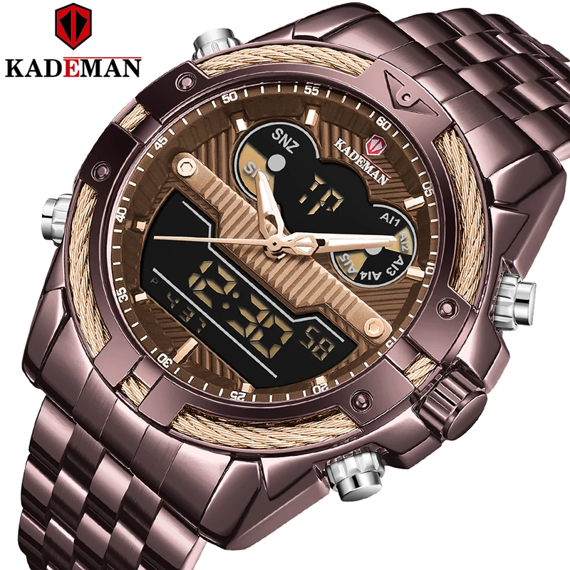 

KADEMAN 9076 Luxury Quartz Wristwatch Men Sport Watches Relogio Masculino Stainless Steel Band Chronograph Clock Male Waterproof