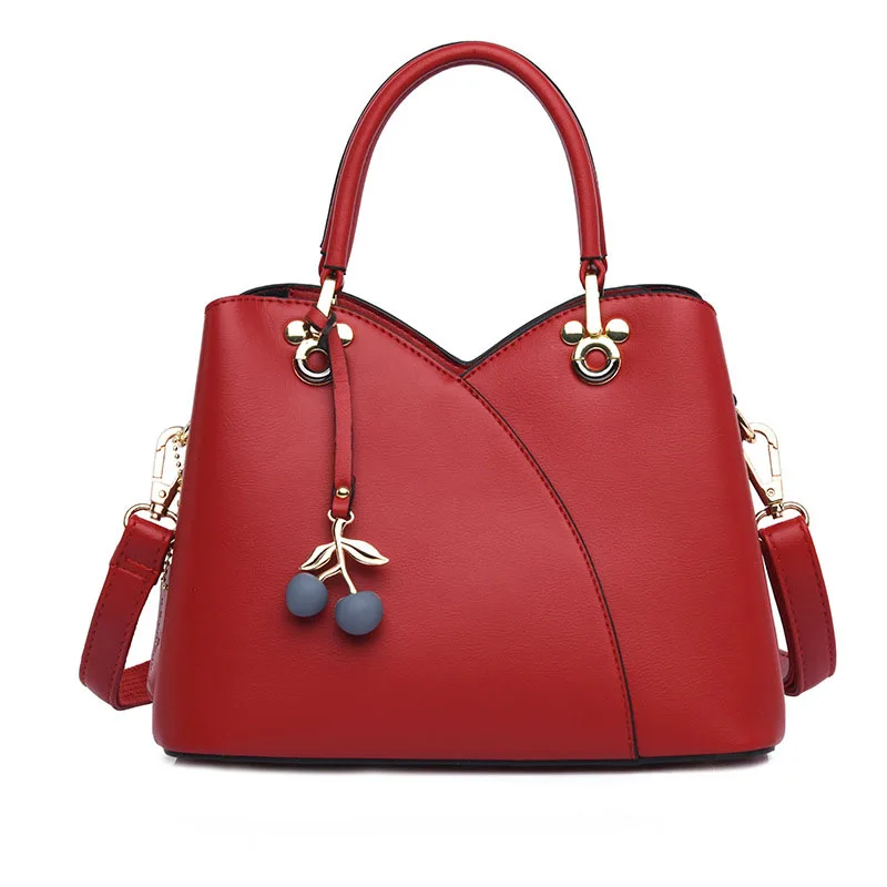 

Fashion And Leisure Ladies Shoulder Bags Popular New Soft Pu Leather Handbags Personalized Fruit-shaped Metal Pendant Handbags