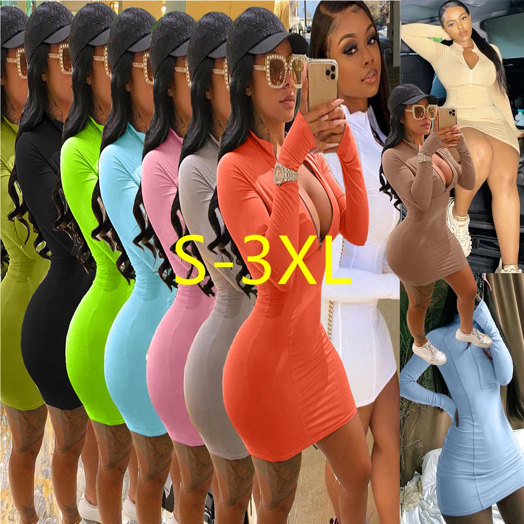 

2021 summer elegant casual white dresses sexy fall long sleeve bodycon mini dress women clothing