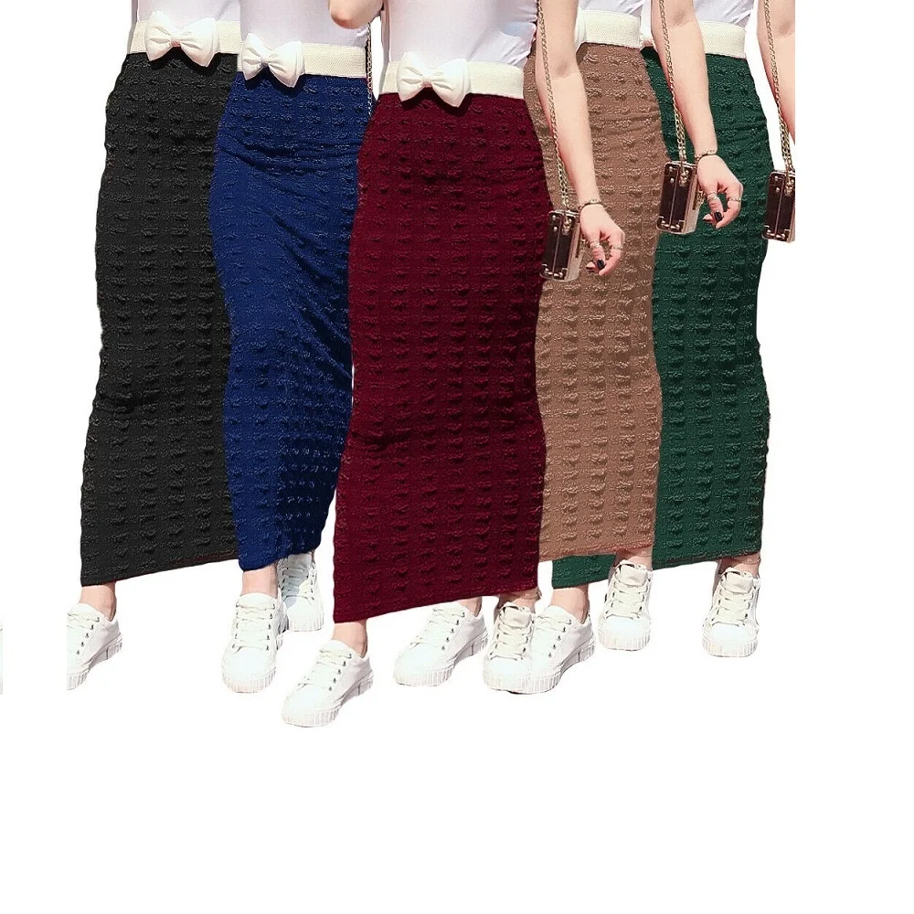 

Muslim women long pencil maxi skirt stretch skirts high waist Arab dress, Dark green, red, navy, black, brown, white, wine red