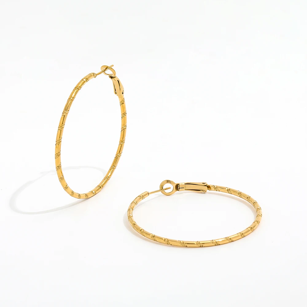 New Ins Hot Earring 18K PVD Gold Big Stainless Steel Hoop Earring 45MM