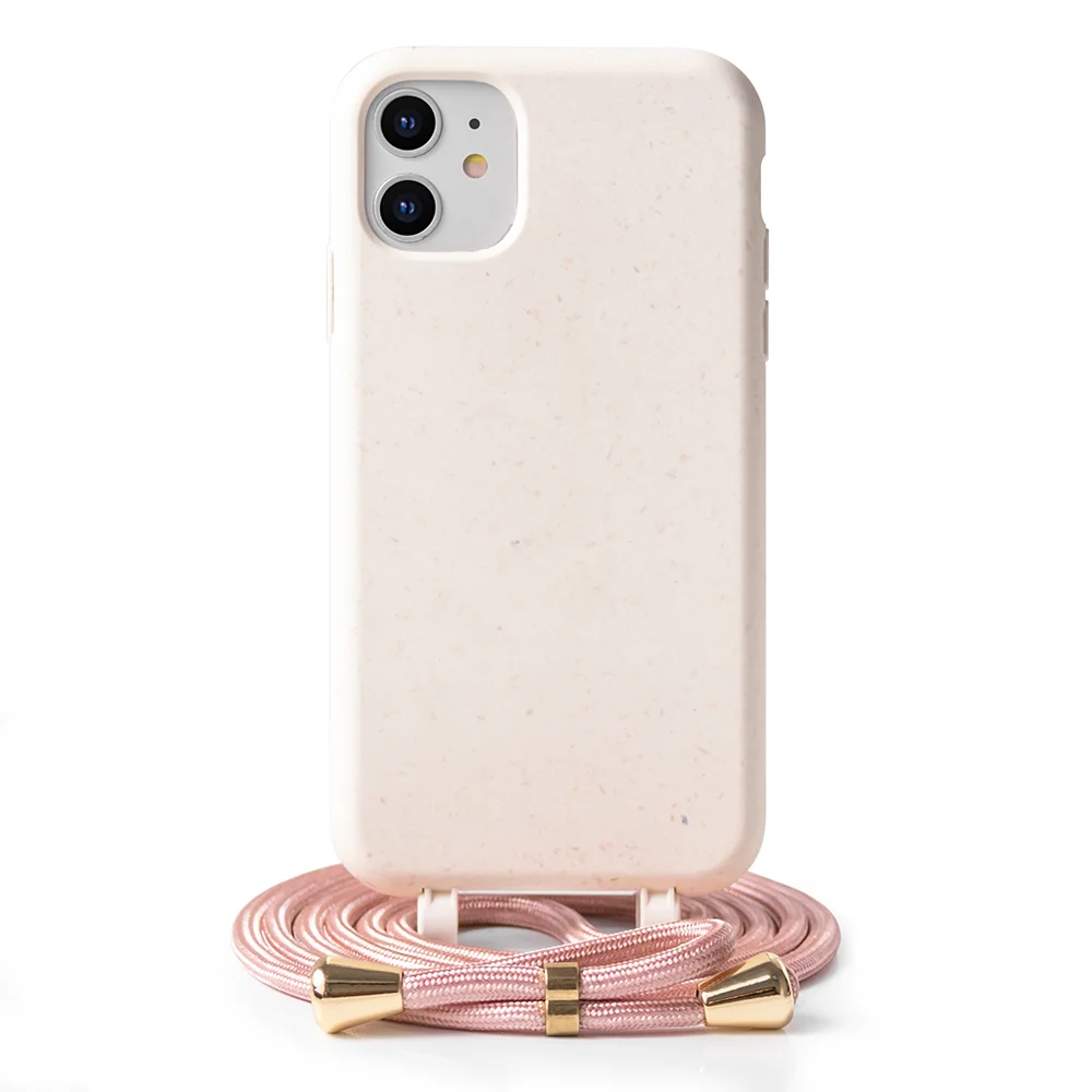 

Stylish Plastic Free 100 % Biodegradable Lanyard Smart Phone Case For Apple For iPhone 11, Stock color or customize