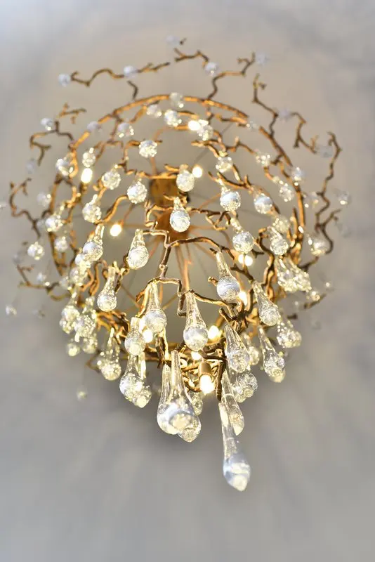 MEEROSEE New Arrival Large Copper Chandelier Golden Luxury Long Staircase Hanging Lamp Light Fixture for High Ceiling MD86925