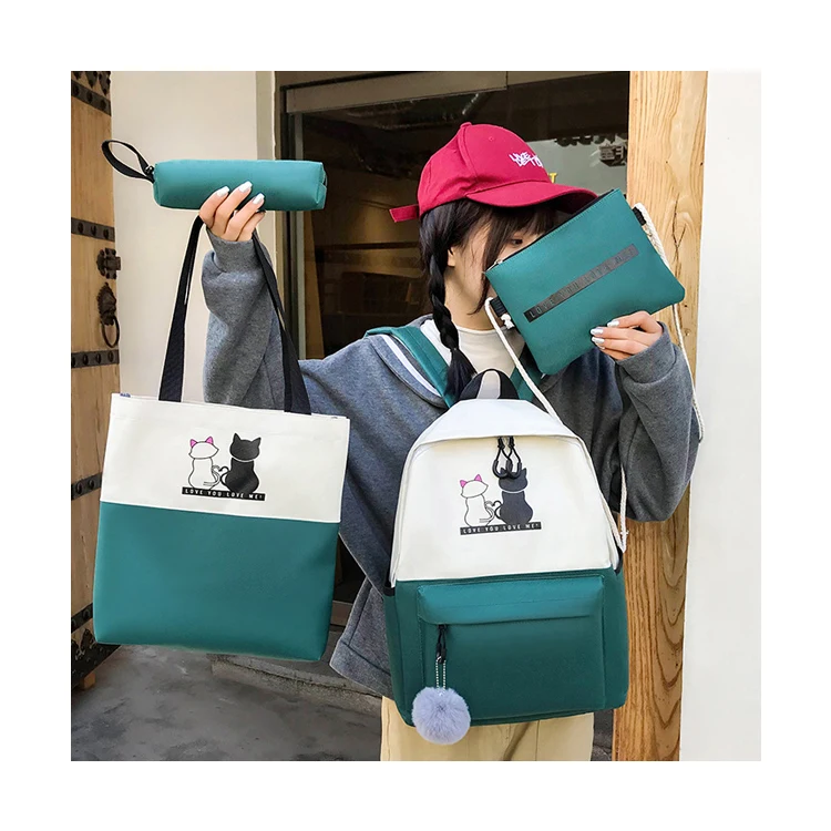 

Backpack 4 Piece Set High School Backpack Bags for Teenage Girl 2021 Fashion Travel Women Bookbags Teen Student Schoolbag, Customized color