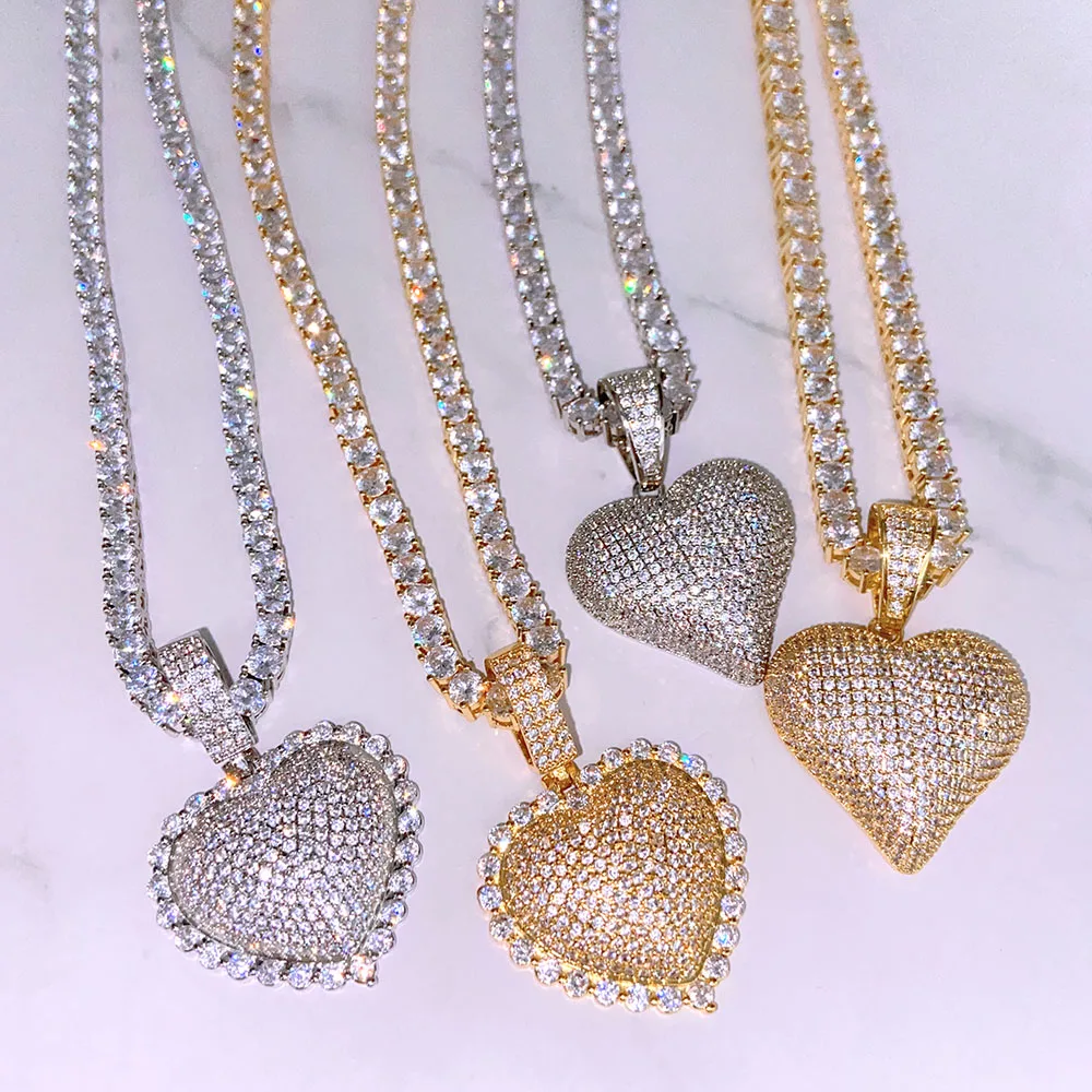 

2022 new jewelry for sale diamond heart charm pendant chain tennis necklace