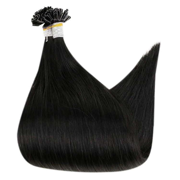 

Full Shine Remy Human Hair Extension Vendors Fast Shipping #1 Jet Black Keratin U Tip Human Hair Extensions