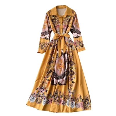 

2021 Latest Design Women European Fashion Floral Printed Maxi Dress
