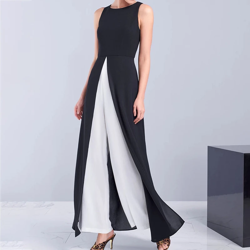

Newest sleeveless black and white casual dresses and women's pants suit