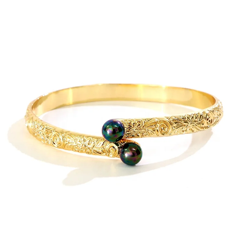 

Hawaiian Jewelry wholesale Bangles Bracelets Polynesian Style Hawaiian Jewelry Polynesian Jewelry Gold Plated Glass Pearl bangle