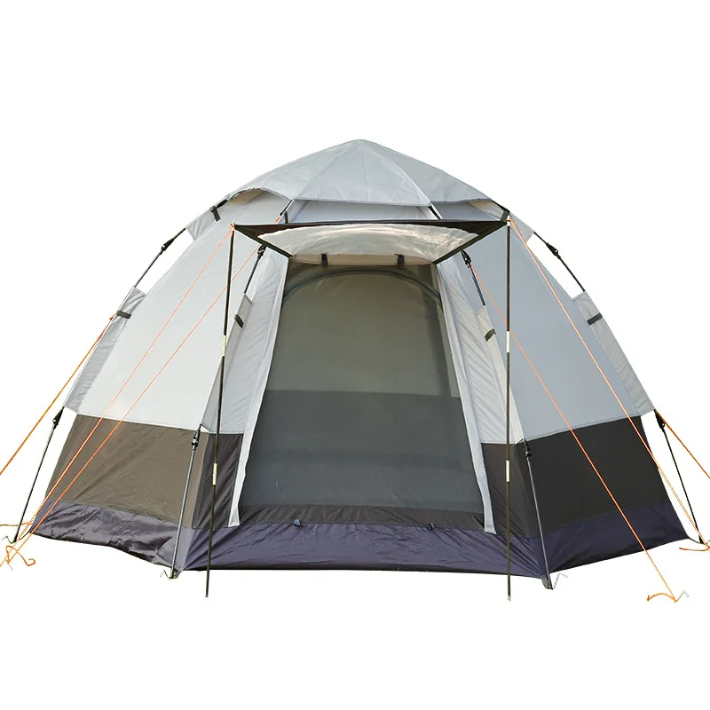 

China Professional Manufacture Camping Family Winter Dome 3-5people Glamping Tent Hexagon tent, Gray