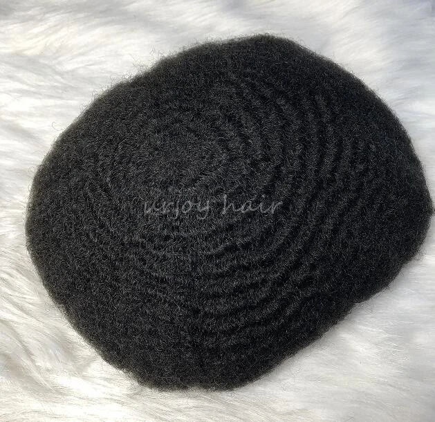 

8mm afro wave hair systems full lace based 100% human hair jet black color afro men toupees for black men