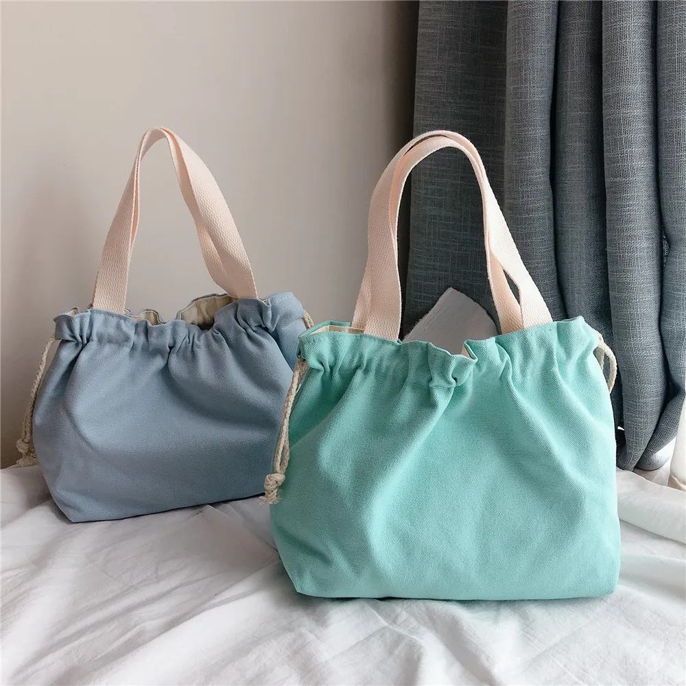 

Wholesale Customize canvas cotton Sublimation Silkscreen Promotion Tote Bag Handbag Rope portable bag