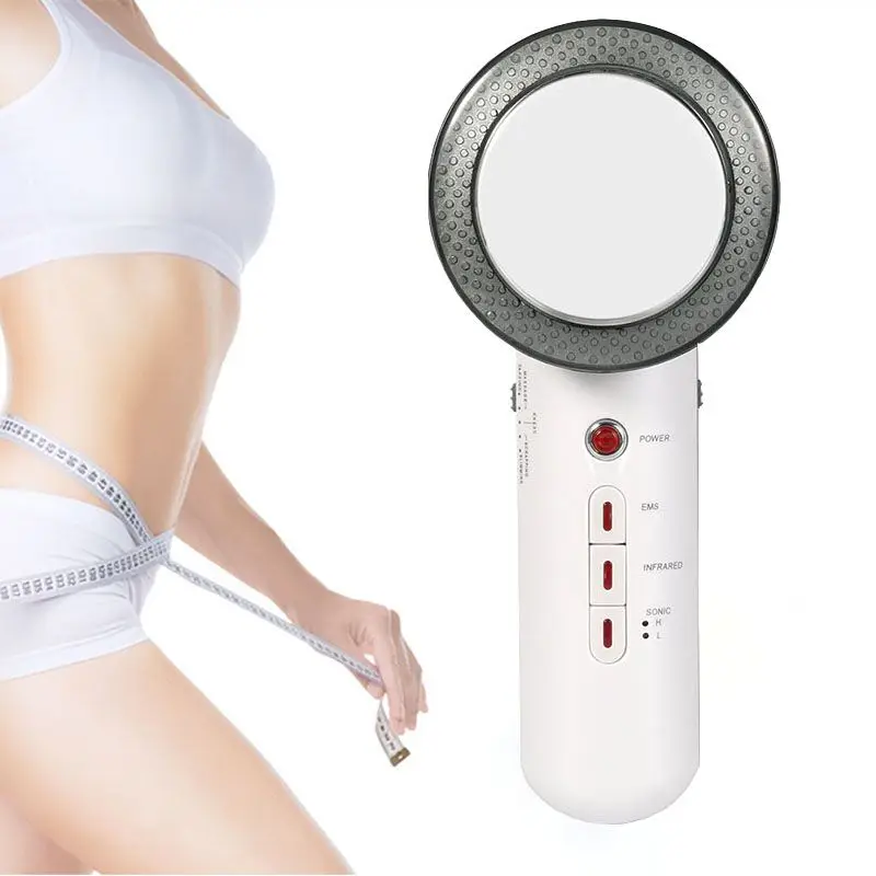 

3 in 1 slimming & beautifying machine with EMS Ultrasonic wave massage Infrared Electrode tapping, White/pink/silver/red
